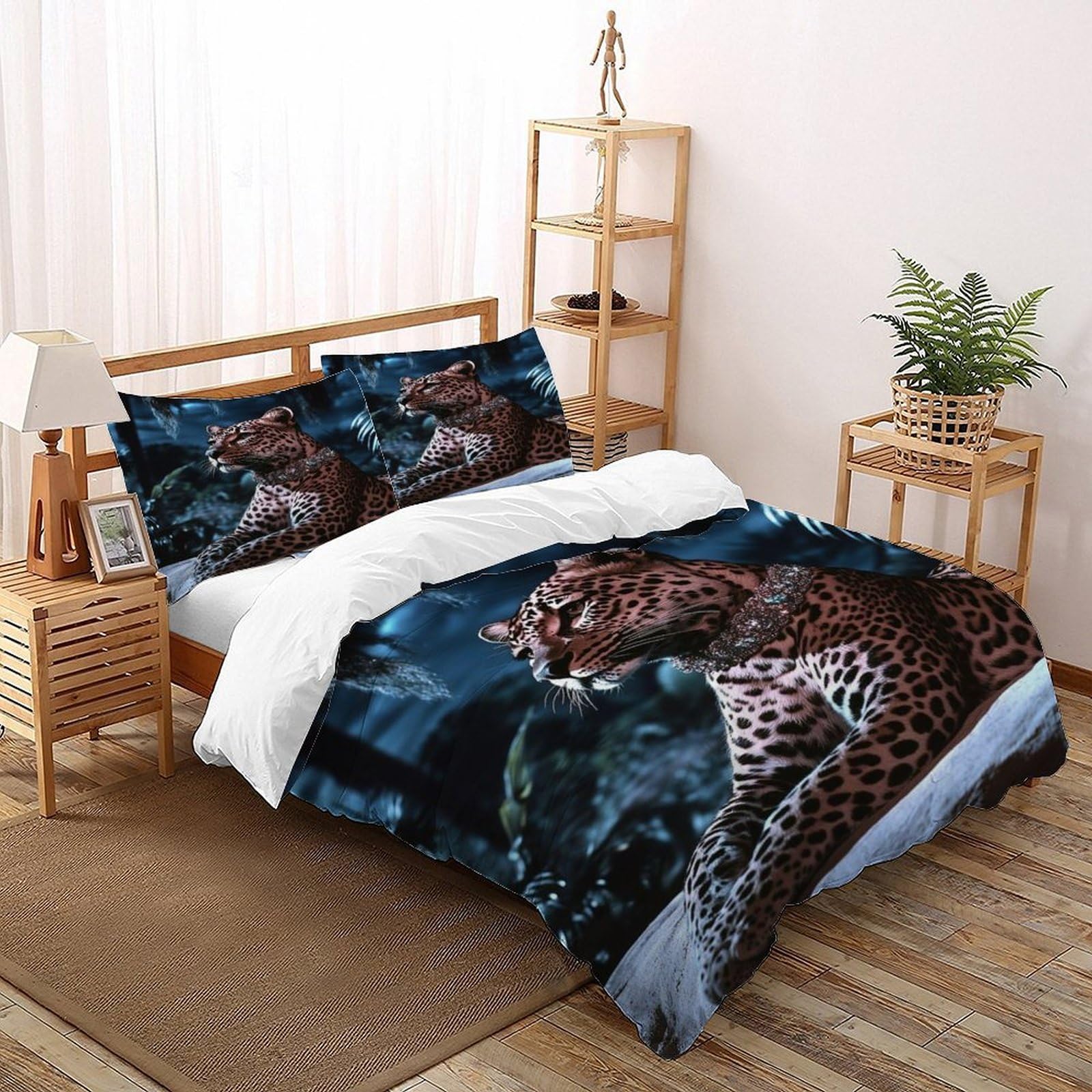 Parure de lit léopard microfibre Super King 3 pièces avec housse de couette 260x220cm