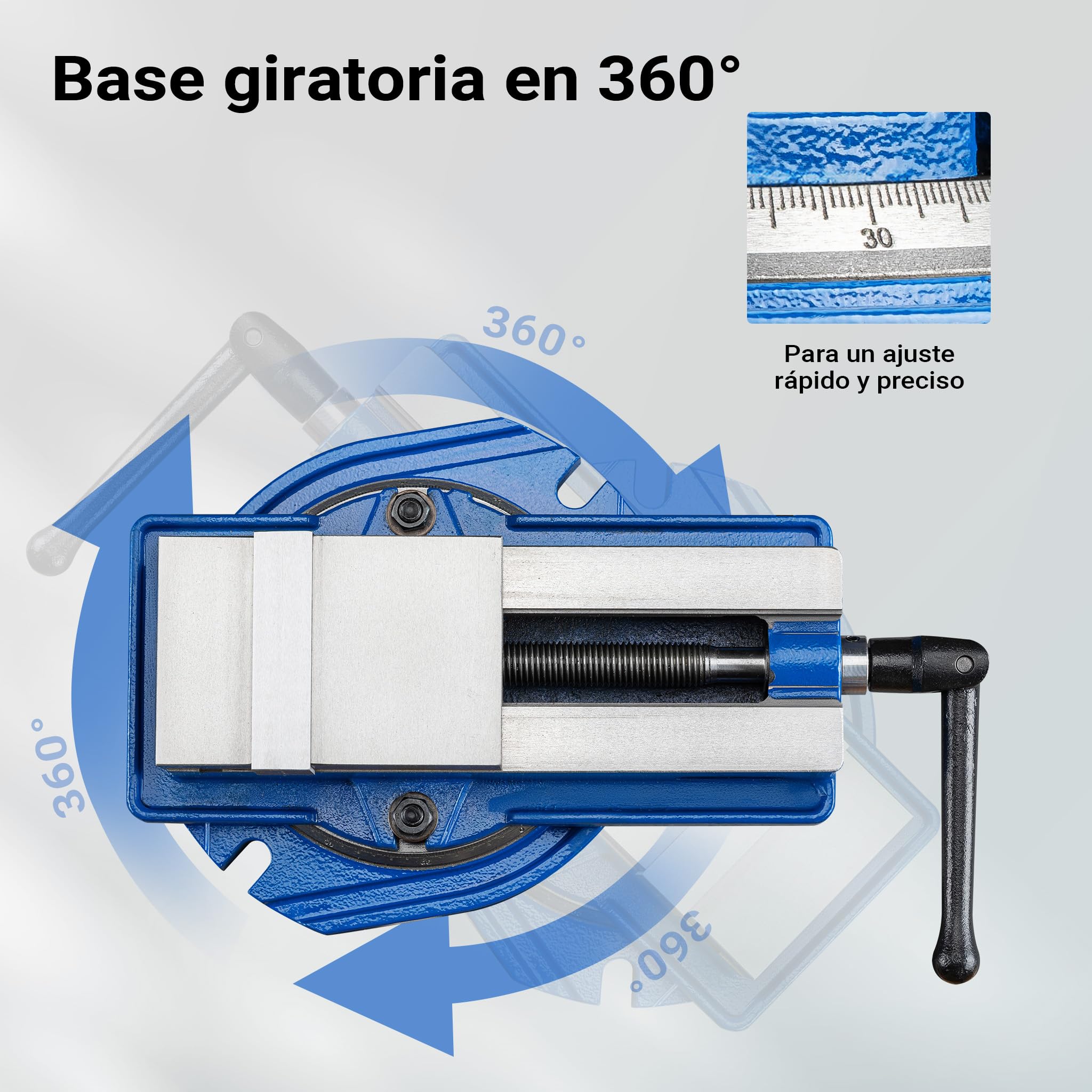 Mordaza de precisión para máquinas 100mm Base giratoria 360° Tornillo de banco Taller Exactitud
