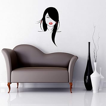 Sudarshan Sticker Beauty Salon Shop Black and Red Wall Sticker for Wall,Window,Door|PVC Vinyl, DIY Removable Peel and Stick Decal 'Covers H 84cm x W 55 cm'