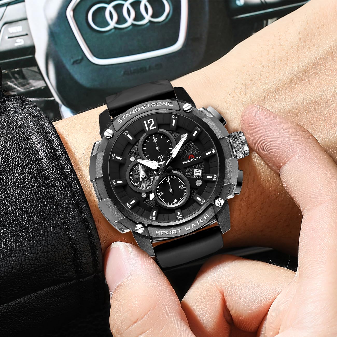 MEGALITH Heavy Duty Watches for Men: Military Sport Analog Chronograph with Luminous - Waterproof Design for Daily Casual Wear and Outdoor Sport Hiking Camping - Model 8231 — view 6