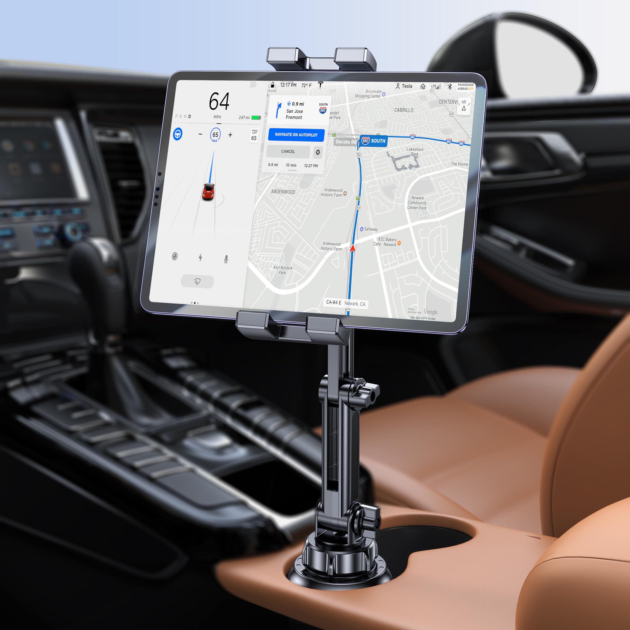 Coolpow Handyhalterungen für Ihr Auto, LKW Becherhalter Tablet Halterung, Getränke Tablethalterung Handy Halter, KFZ Becherhalter Halterung fur iPad Pro 12.9, Galaxy Tabs, 4,7-12,9 Tables