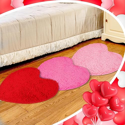 Miniatura 6 de 3 alfombras con forma de corazón para el día de San Valentín, tapete decorativo para ducha, antideslizante, lavable, tapete para puerta de baño,