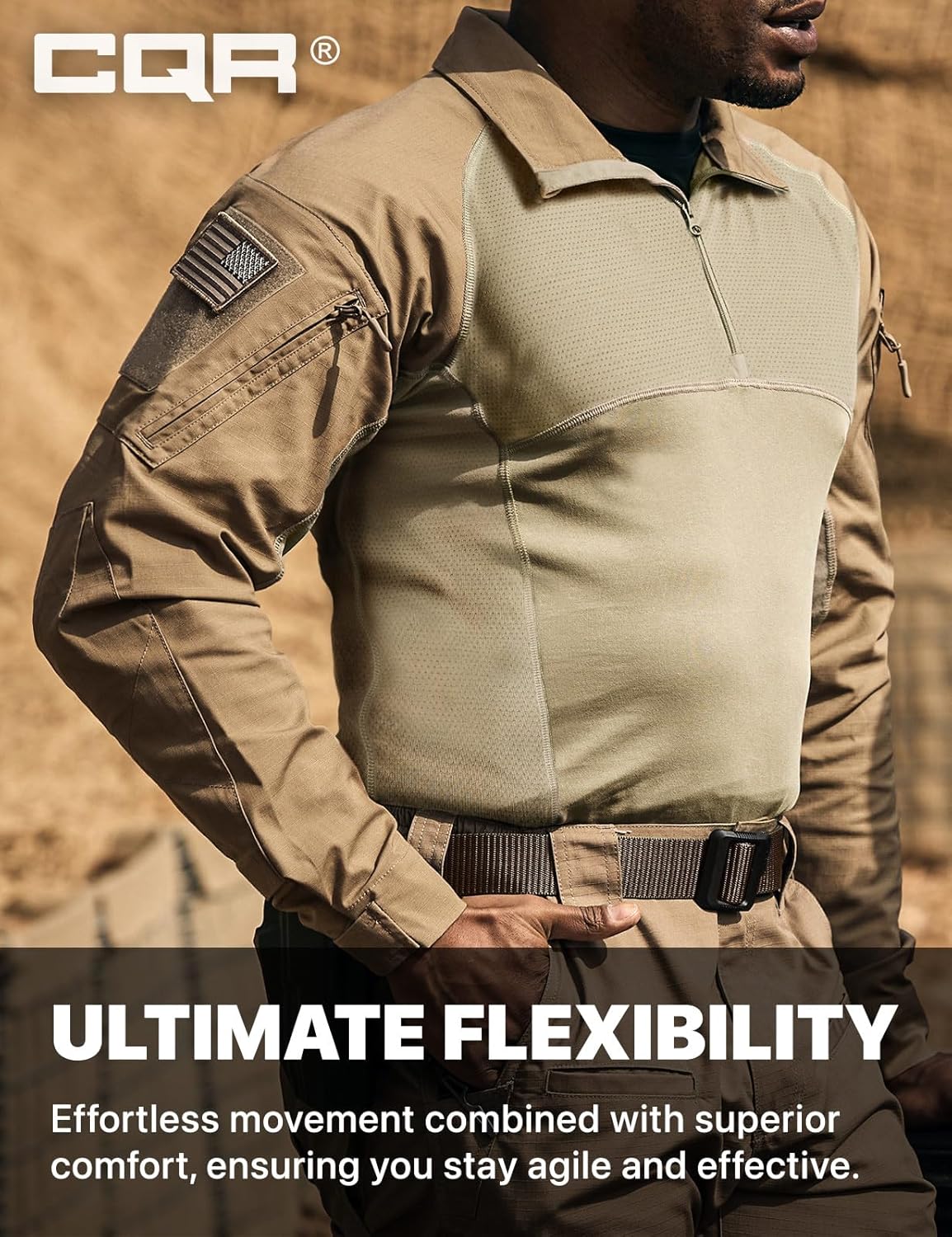 CQR Men's Combat Shirt Tactical 1/4 Zip Long Sleeve Military BDU Shirts Camo EDC Top with Pockets - Image 5