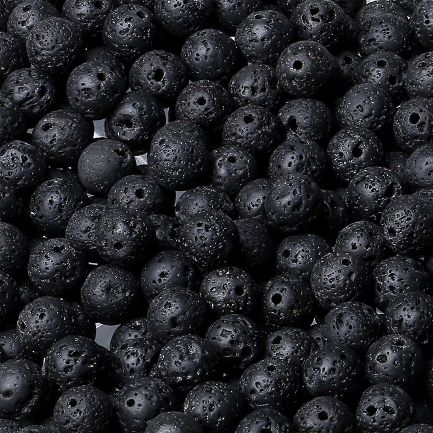 XIANNVXI Black Lava Rock Beads 8mm Round Black Beads for Crafting 47 Pcs, R - Black Lava - Image 3