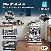 Vista 2 de Equator 24" Built in Tall Tub Dishwasher 15 Place 3rd Rack 8 Wash 1400 RPM Turbo Dry 110V E-Star in Silver