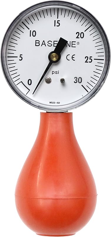 Baseline 12-0290 Dynamometer, Pneumatic Squeeze Bulb 30 PSI Capacity, No Reset