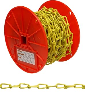 Campbell PD0722087 2/0 Double Loop Inco Chain, Yellow Polycoated Low Carbon Steel, 0.14" x 50' Reel, 255 lb WLL - Farm & Animal Chain