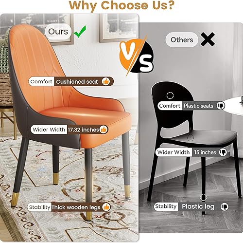 Miniatura 8 de Sillas de comedor modernas para habitación, mesa de cocina y sillas de asiento, relleno de esponja de poliuretano con patas de metal de madera