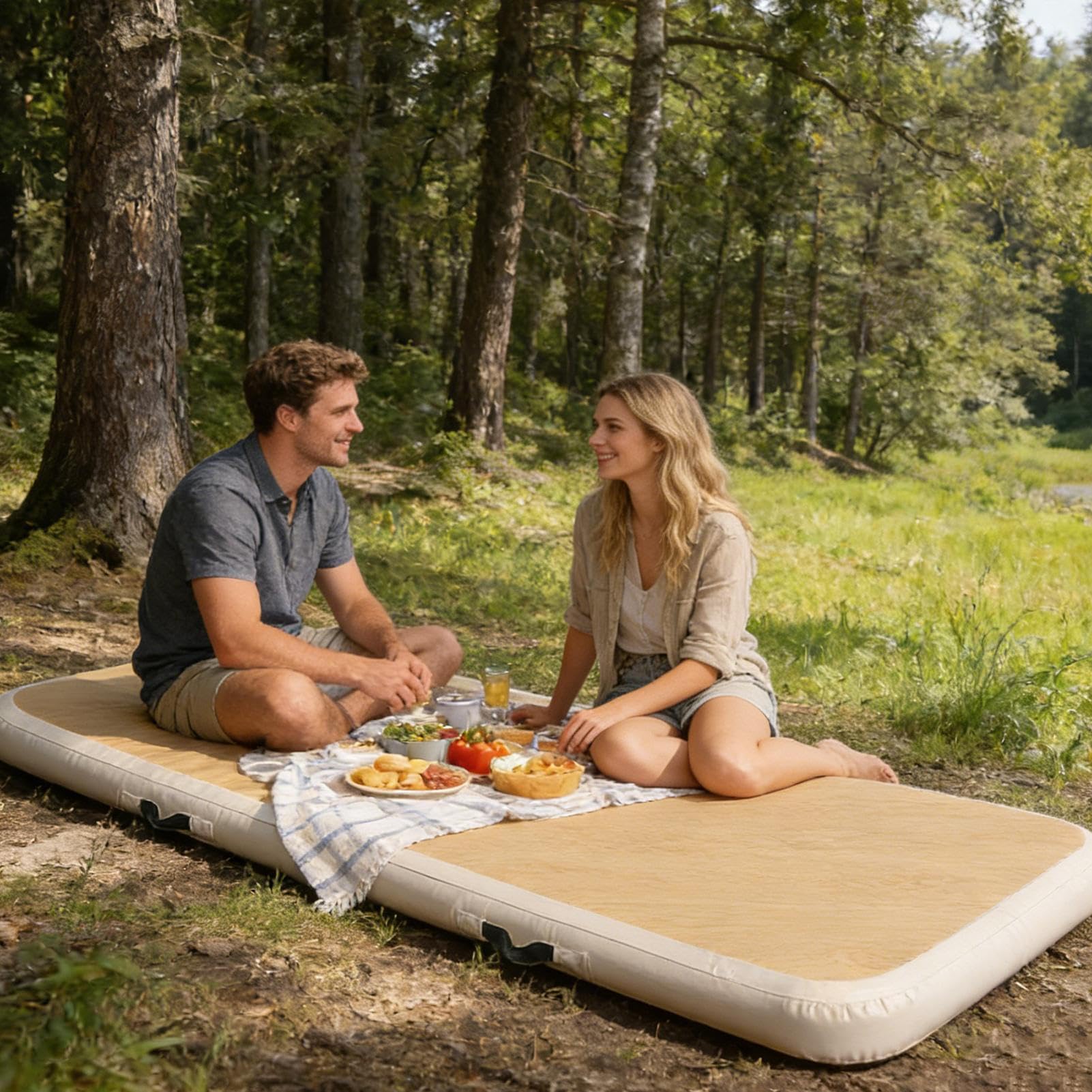 Materac Powietrzny do Campingu Nadmuchiwana Mata do Spania | Pneumatyczny Materac Na Zewnątrz Do Przygody Podróży Wędrówek Domowego Pikniku Biwakowania