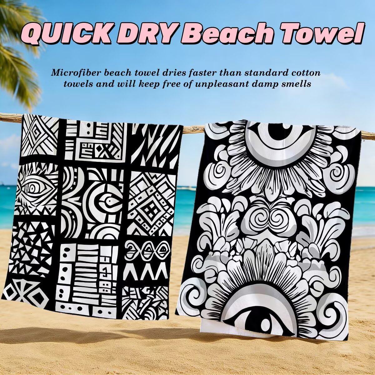 Toalla Playa 80x160 cm, Toalla Gimnasio Microfibra Secado Rapido, Juego de 2 Antiarena Toallas de Playa, Ligera Compacta Toallas Microfibra Grande para Viaje, Regalo Hombre Mujer (Marruecos) -4895