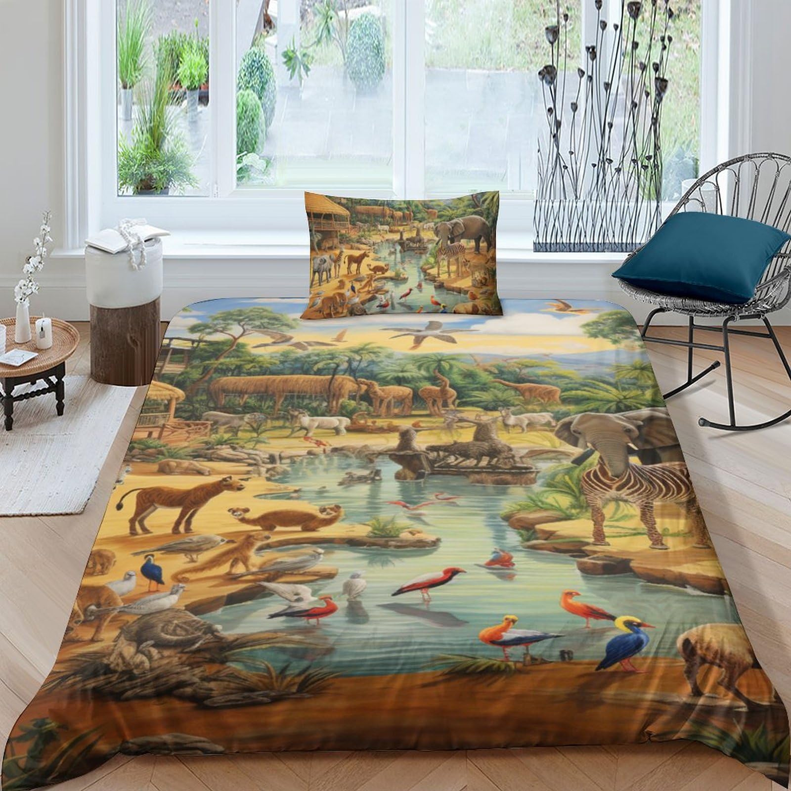 Housse de couette 3D HD literie de qualité supérieure motif réunion animaux sauvages