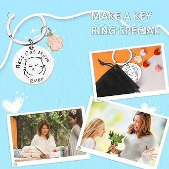 PLwelth Dog Mom Keychain Cat Mom Keychain Funny Mum Gift Keyring for Women Birthday Mothers Day Valentine's Day Gifts