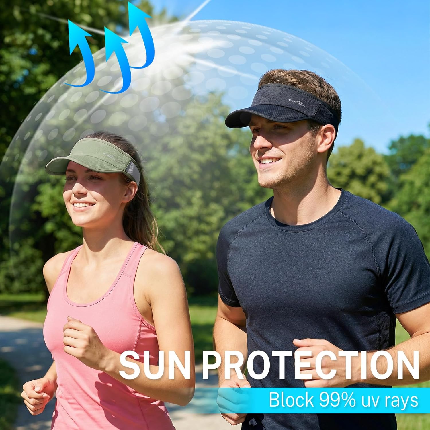 GXCROR Sports Sun Visor Hat Men Women, Lightweight Breathable Quick-Dry Visor Hat, UPF 50+ Tennis Golf Running Visor - Image 4
