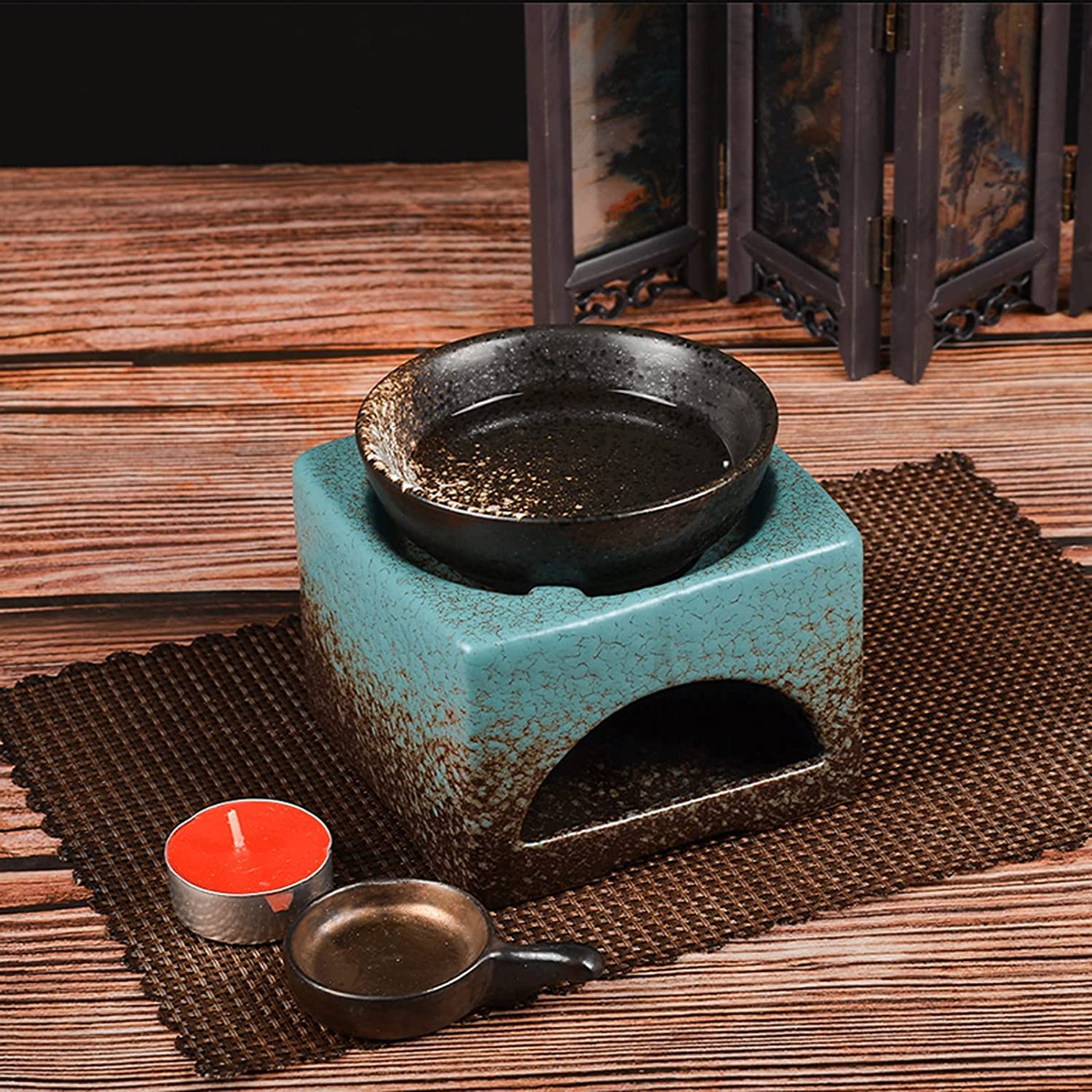 Bruciatori di cera fusa, bruciatori di oli essenzi Scaldaolio profumato Bruciatore di olio essenziale diviso Stufa di aroma di ceramica in stile cinese Diffusore di aroma di incenso for calmare i nerv
