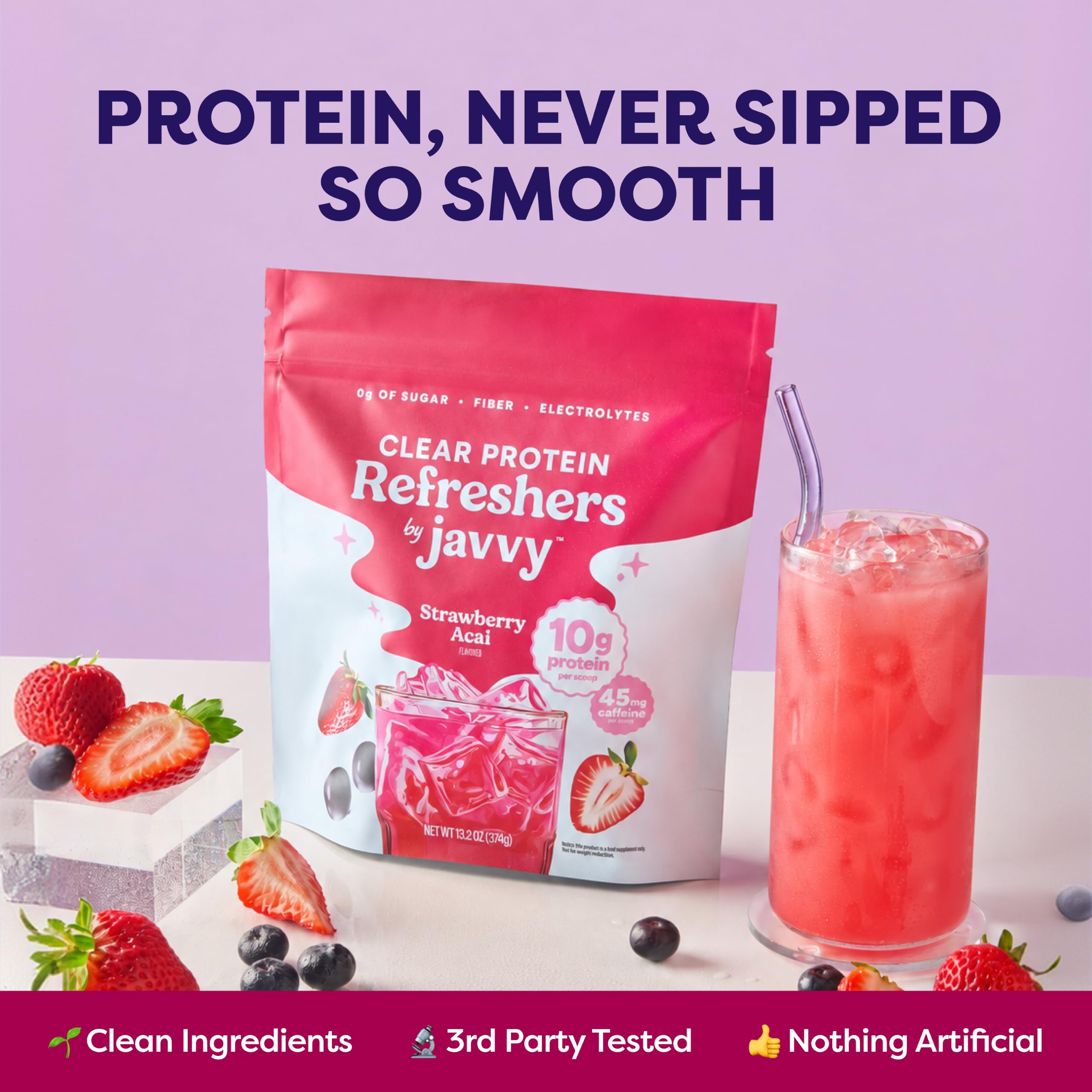 Javvy Clear Protein Powder with Clear Whey Protein, Strawberry Berry Acai — Amazon image 5