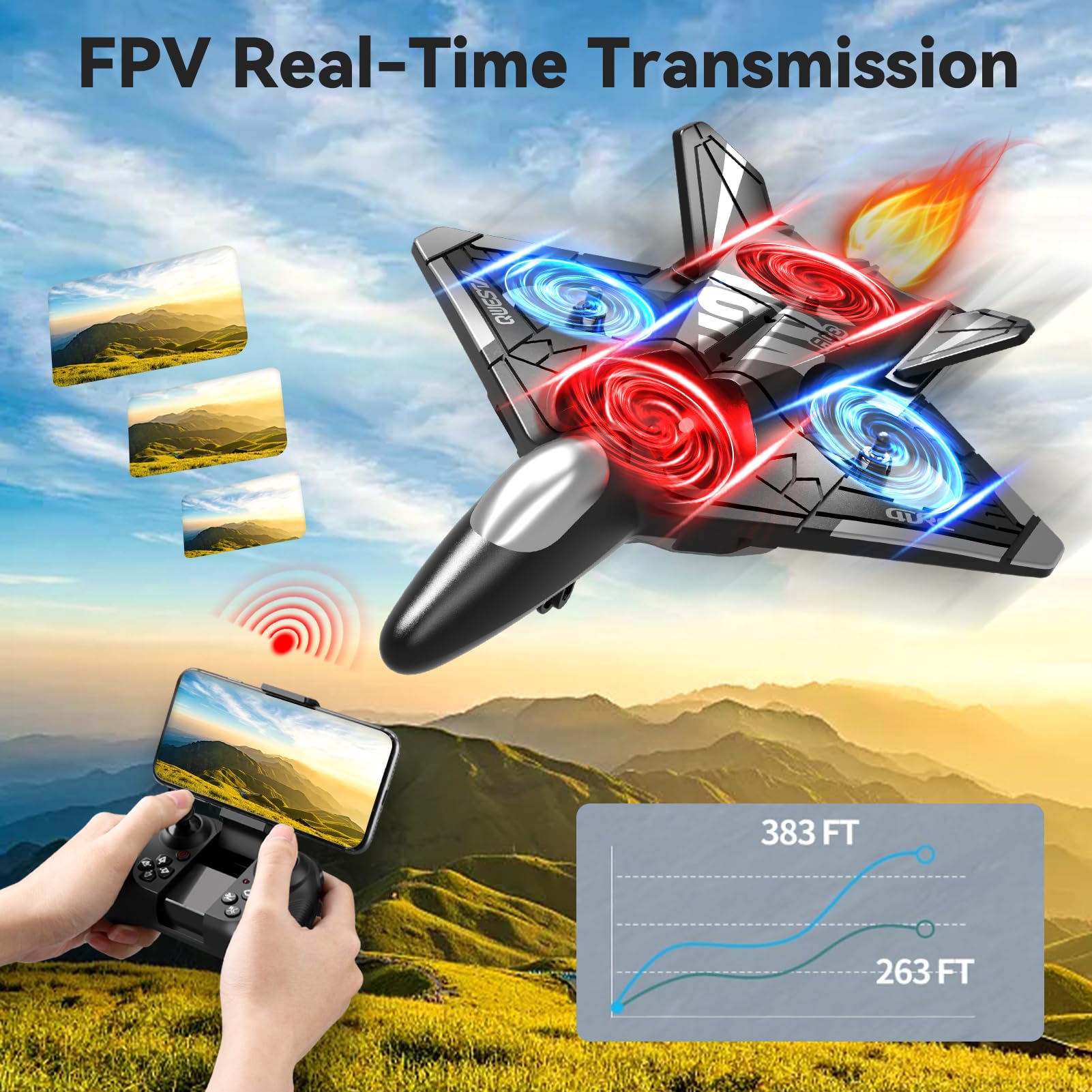 4DRC RC aereo con fotocamera per bambini principianti, 2,4 GHz modello di aereos a comando remoto con LED, RC aereo con 4 assi stabilizzatore giroscopico, giocattolo all'aperto regalo per ragazzi