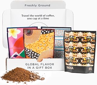 Atlas Coffee Club World of Coffee 4-Pack Discovery Set - Gourmet Ground Single Origin Coffees from 4 Countries + Postcards