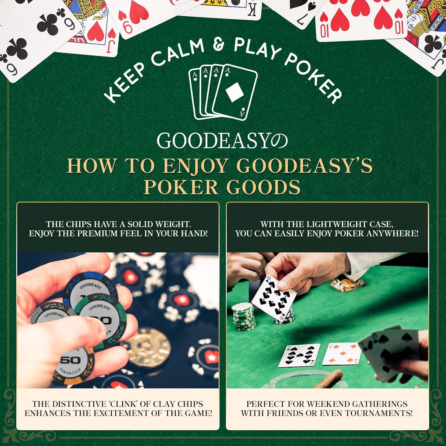 300-Piece Clay Poker Chip Set, Professional Casino-Grade with 14g Chips, 2 Card Decks, Carrying Case for Home Games, Ages 12+ (300PCS)