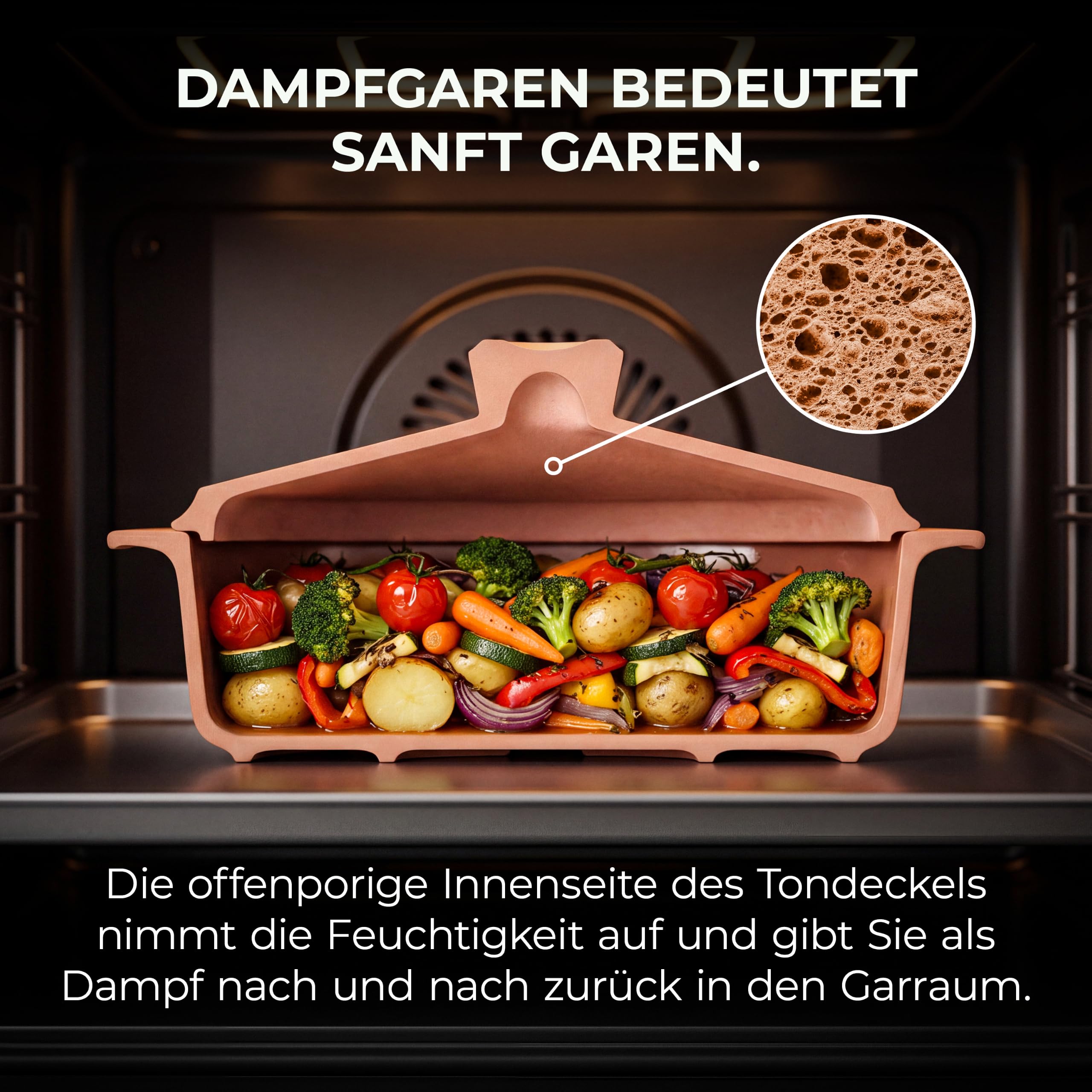 myromy® Multi-Bräter 3,5 L Keramik – Brotbackform Medium | Leer vorheizbar für starken Ofentrieb – 2 Bräter passen nebeneinander in den Backofen, leichter als Gusseisen