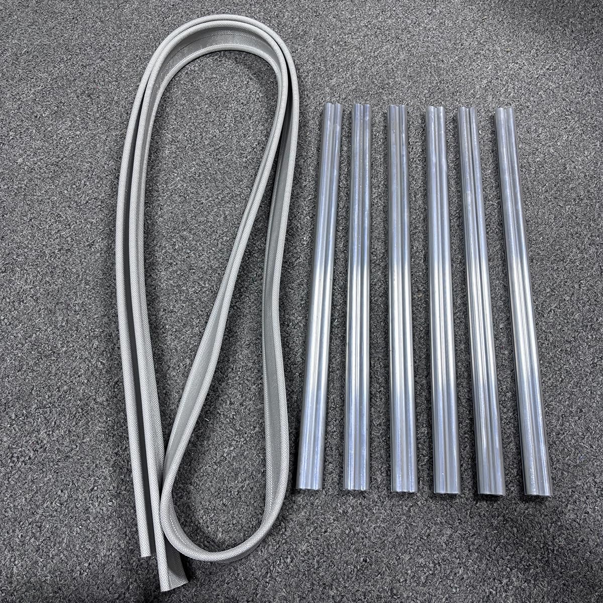 6 Stück 50 cm Aluminium-Markisenschienenkanäle "Figur von 20.3 cm + 3 m 6 mm-4 mm Zelt-Paspelierung, Perlenmarkise, Auffahrt-Set für T4, T5, T6, T7, Wohnmobil, Wohnwagen, Wohnmobil, Wohnmobil
