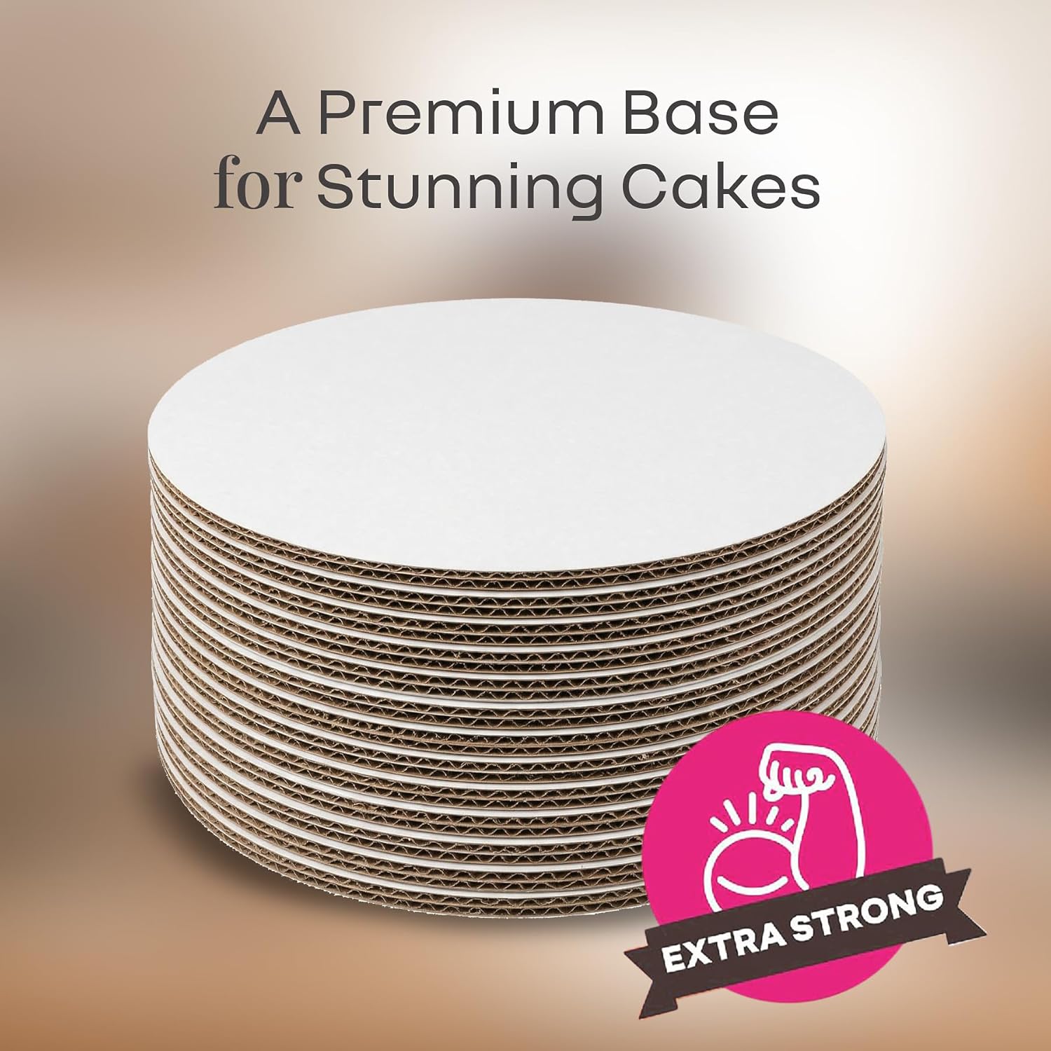 12 inch White Round Coated Cakeboard, Waxed Greaseproof, Disposable Cake Circle Sturdy Corrugated Base Boards Cardboard, Pack of 100 ct.