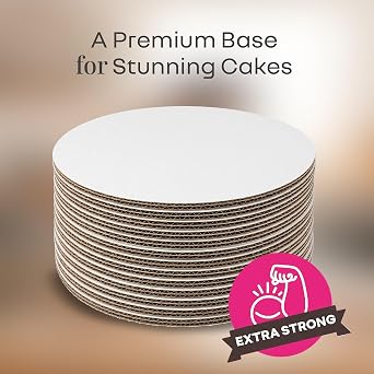 14 inch White Round Coated Cakeboard, Waxed Greaseproof, Disposable Cake Circle Sturdy Corrugated Base Boards Cardboard, Pack of 12 ct