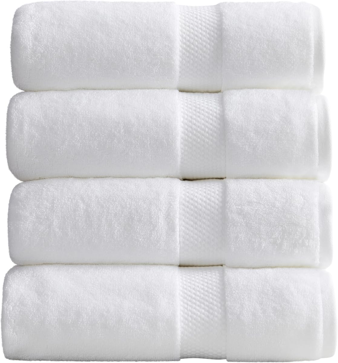 100% Cotton Luxury Hotel Bath Towel Set | 4-Pack | White | Luxury Hotel Design | Absorbent & Quick-Dry Bathroom Towels | Textured and Durable Cotton Towels for Bathroom | OEKO-TEX