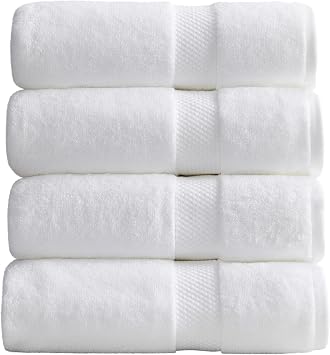 Springtree Home 100% Cotton Luxury Hotel Bath Towel Set | 4-Pack | White