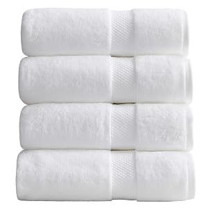 Springtree Home White Bath Towels Set of 4 Classic Hotel Bath Towels 100 Combed Cotton Absorbent Quick-Dry Towels