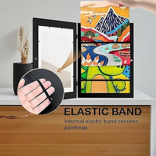 Miniatura 5 de AE - Marcos de arte para niños, tamaño A4 de 8.5 x 11 pulgadas, con apertura frontal, para niños, intercambiables, marco de almacenamiento negro