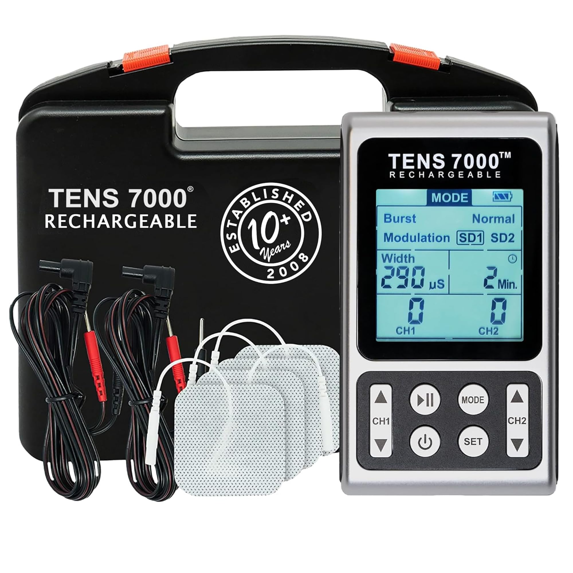Photo 1 of TENS 7000 Rechargeable Elite TENS Unit Muscle Stimulator and Pain Relief Device - Advanced TENS Machine for Effective Back Pain, Nerve Pain and Muscle Pain Relief
