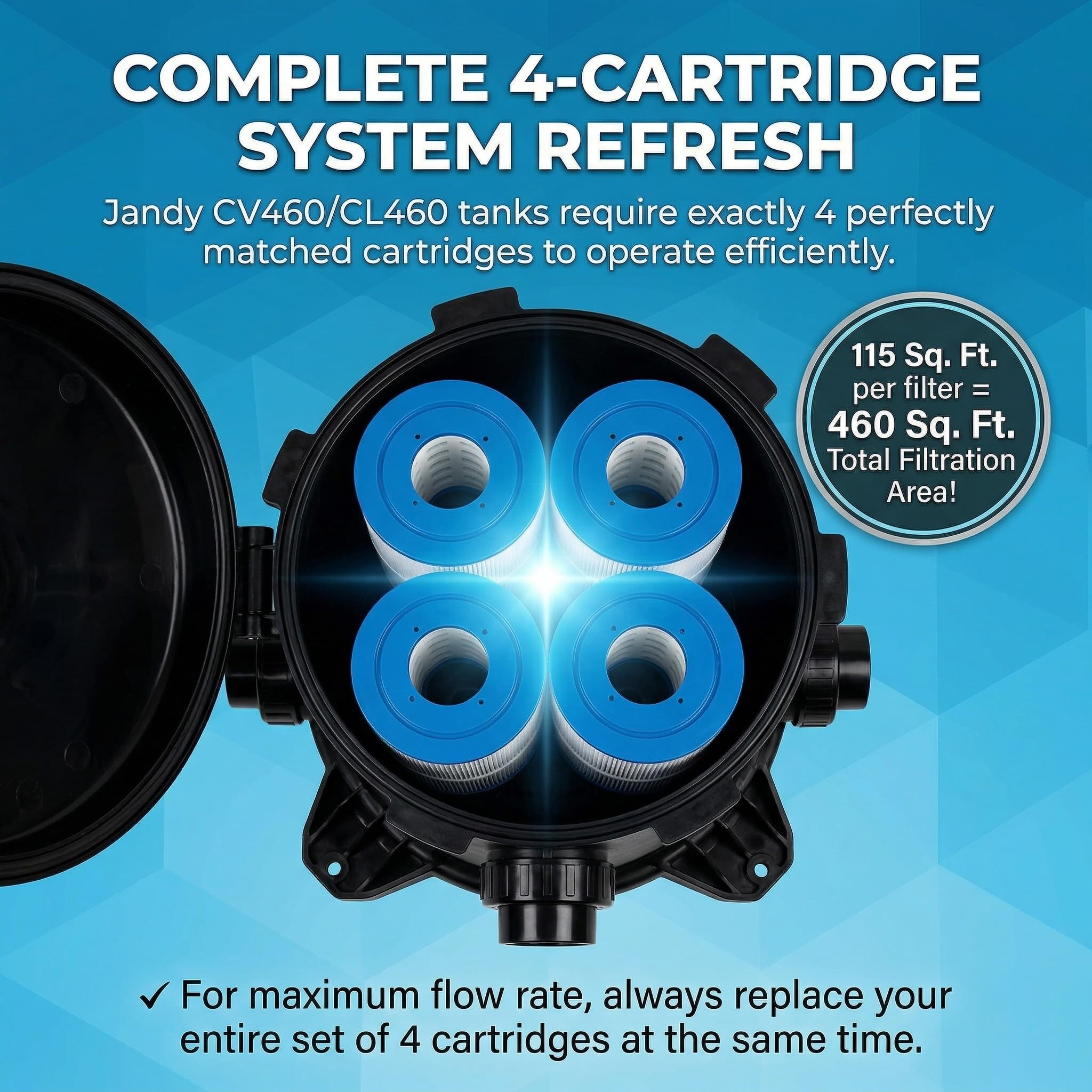 Amazon.com : Jandy CL 460 Pool Filter Cartridge (4-Pack) | 460 Sq