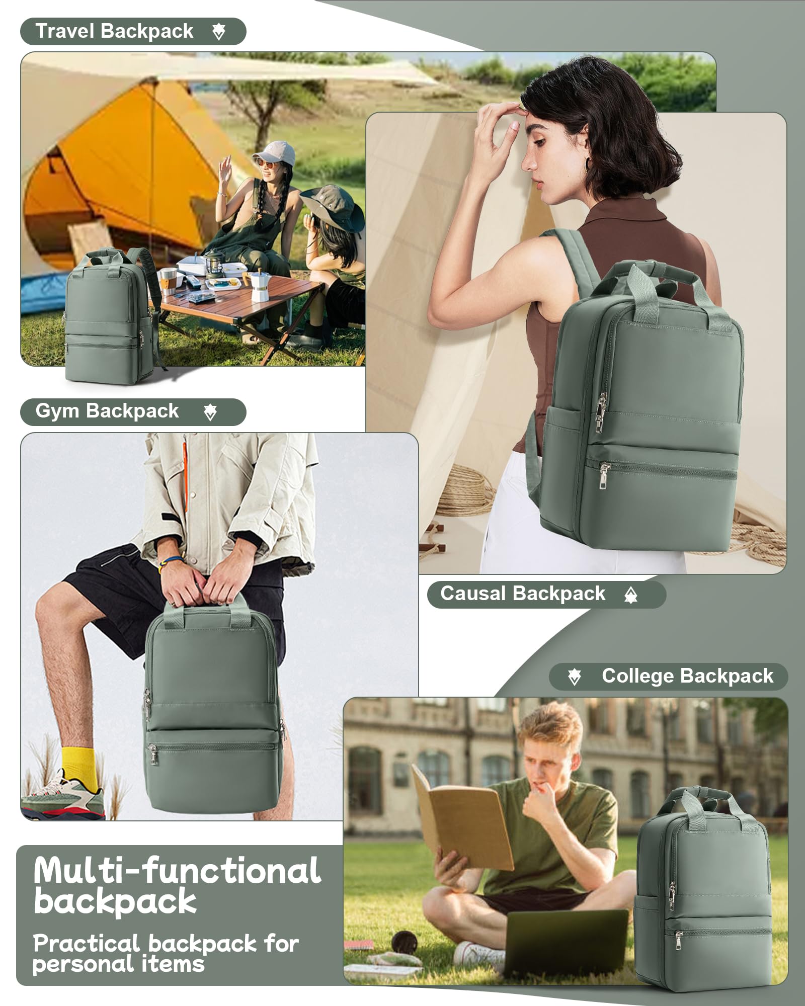 bergsalz zaino ryanair 40x20x25 zaino da viaggio donna zaino da viaggio aereo bagaglio a mano 40x20x25 ryanair zaino uomo Sportivo zaino da scuola casual laptop da 14 pollici verde