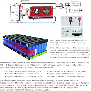 DALY SMART BMS LiFePo8 8S 24V 500A with Programmable Bluetooth Module and Common Port Cooling Fan