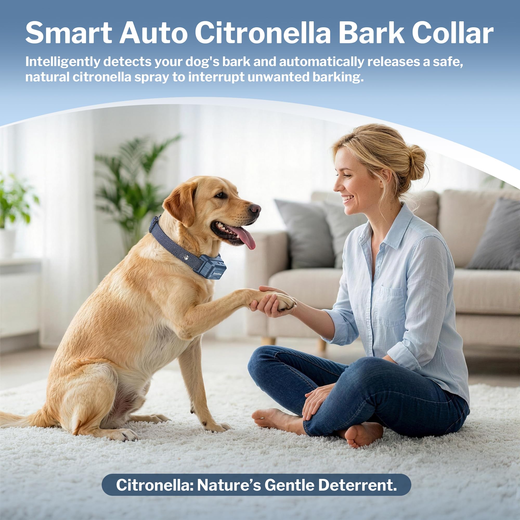 Collar Antiladridos Perros, Collar Antiladridos Automático con 2 Modos de Citronela Spray, Collar Antiladridos Perros Pequeños Grandes, Collar Adiestramiento Perros, Collar Antiladridos Recargable