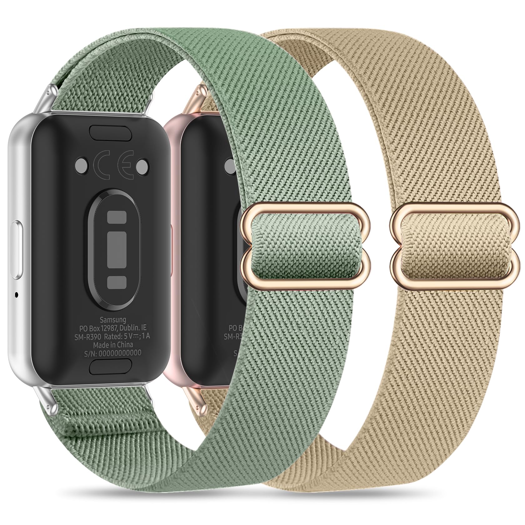 EverAct Elastic Wristband Compatible with Samsung Galaxy Fit 3 Replacement Watch Strap Accessory for Samsung Galaxy Fit 3 SM-R390 Nylon Replacement Strap Sport Watchband for Women and Men, 114-240 mm — image 1