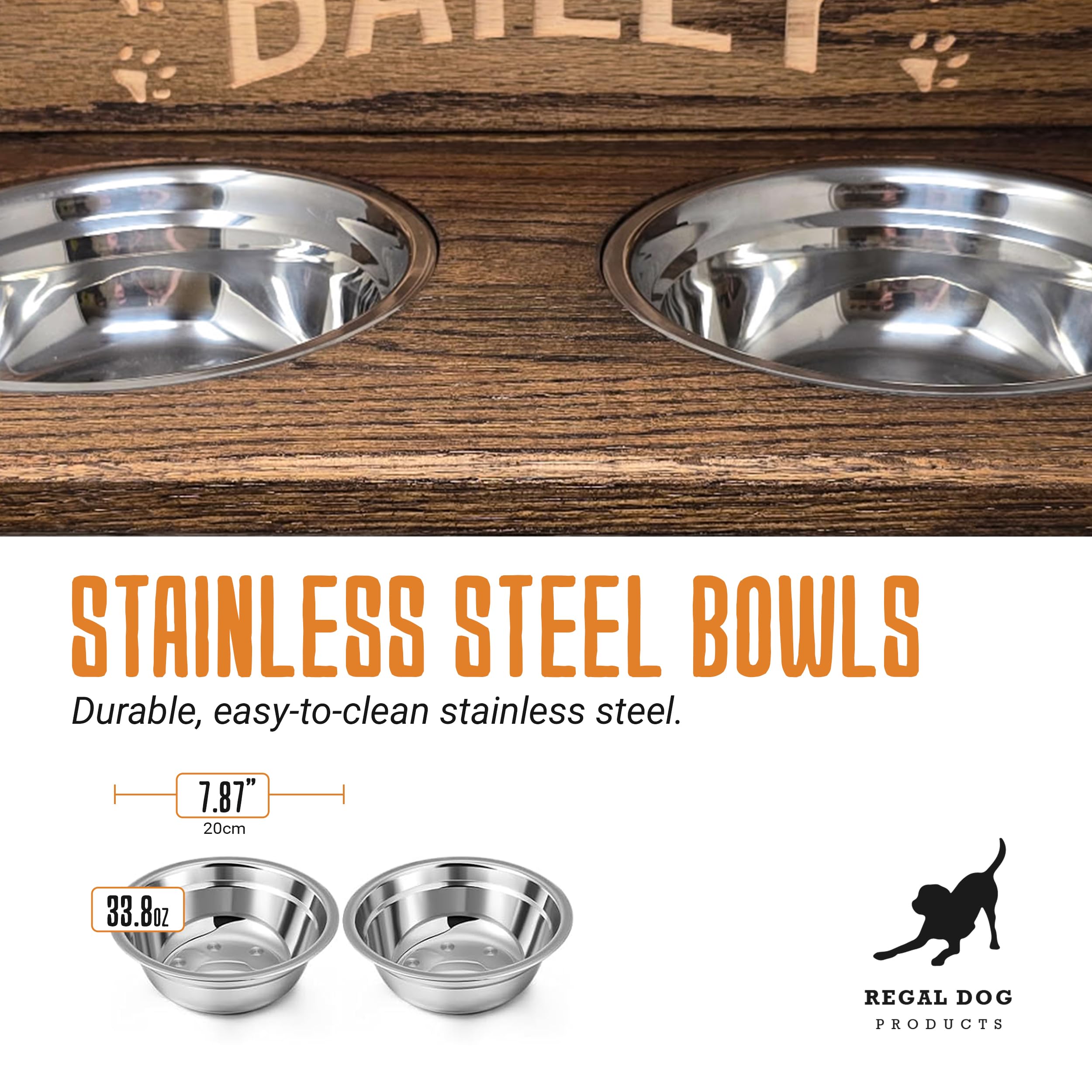 Soporte elevado para cuenco para perros con cuencos de acero inoxidable, comedero elevado para perros, madera de roble con patas de tubo industriales, acabado impermeable, hecho a mano en Estados