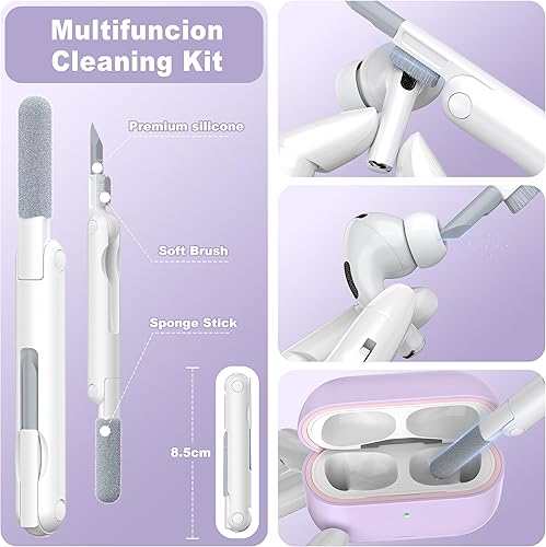 Miniatura 7 de Funda para AirPods Pro de 21 generación con kit de limpieza (HaloLock), soporte ajustable antideslizante, revestimiento antihuellas y precisión,