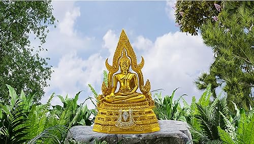 Miniatura 8 de BUDDHO Chinnaraj Thai Buddha Statue for Home Decor 8 h Gold Buddha Sculpture Small Gift Office Gift Office Decor Figurines Meditation Altar Sculpture