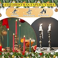 Vista 5 de Retisee 60 velas cónicas sin llama rojas y verdes a granel LED a granel a pilas de 11 pulgadas, velas cónicas falsas parpadeantes para bodas
