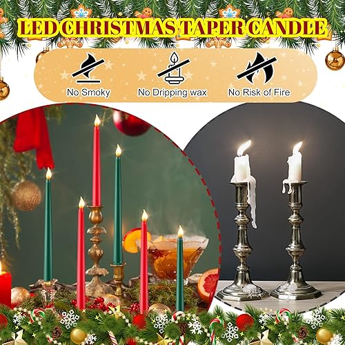 Miniatura 5 de Retisee 60 velas LED cónicas sin llama, a granel, velas falsas a granel, funcionan con pilas, velas cónicas parpadeantes de 11 pulgadas, velas LED