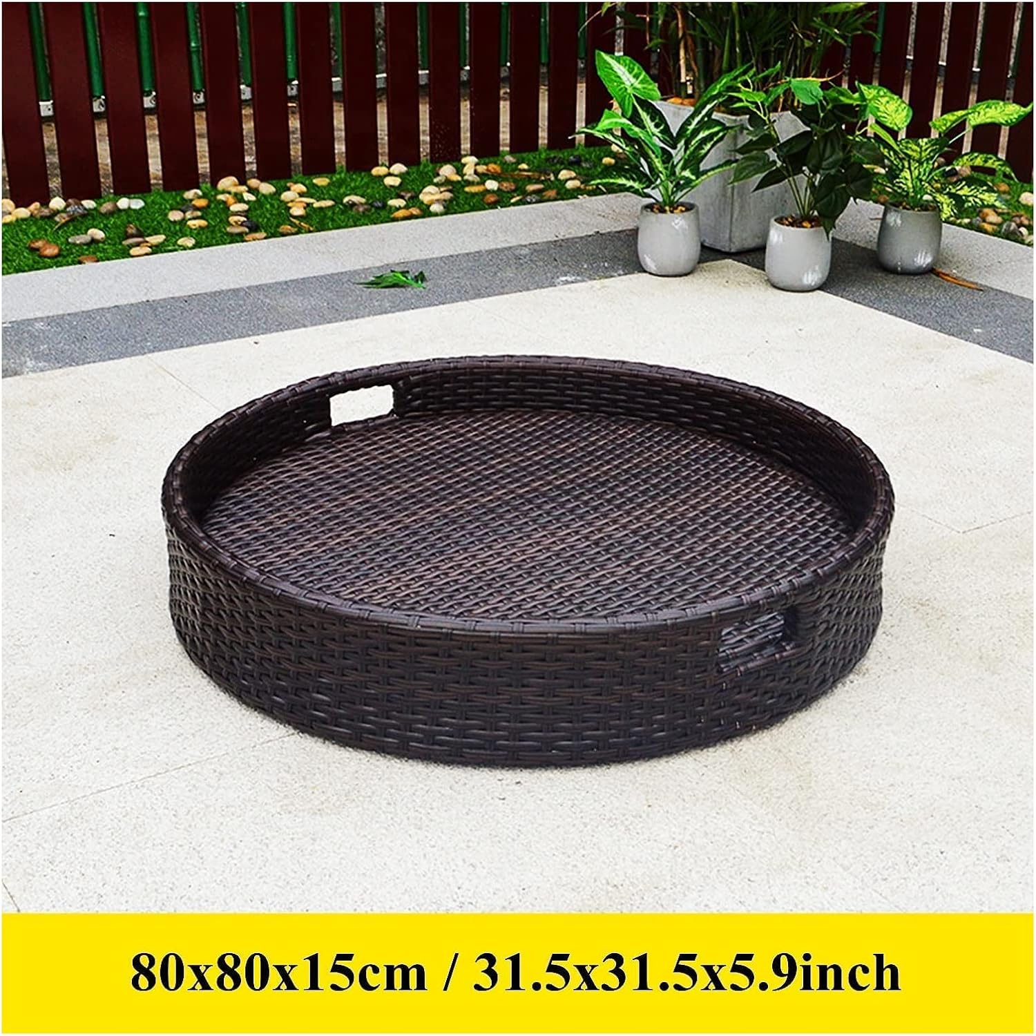 Luxury Floating Serving Tray Pool Tray Table, Luxury Floating Serving Tray Table and Bar Rattan Woven Floating Pool Tray Floating Breakfast Tray Rattan Basket Homestay Hotel Villa (Color : Brown)