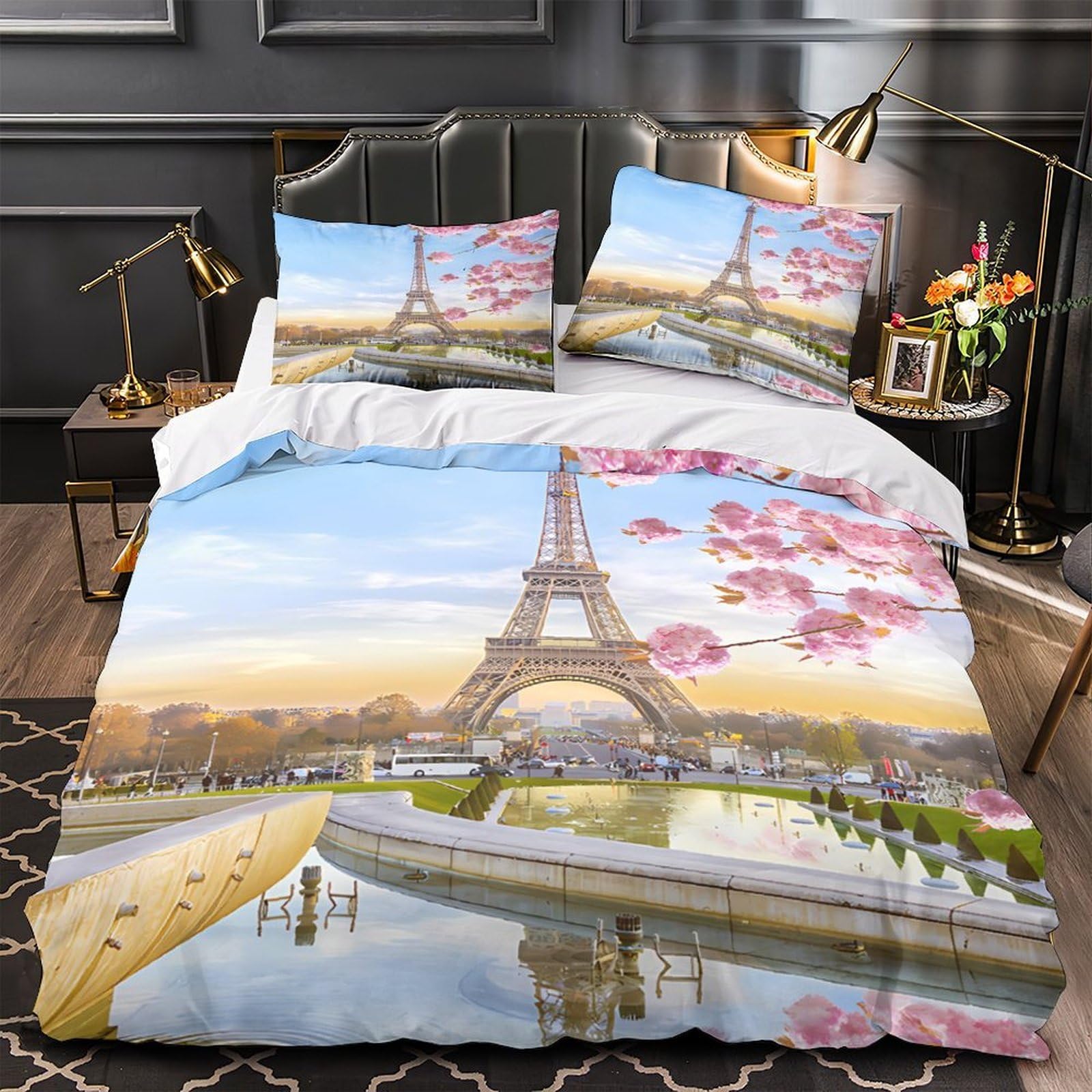 Parure de lit imprimé 3D en microfibre premium hypoallergénique résistante pour grand lit