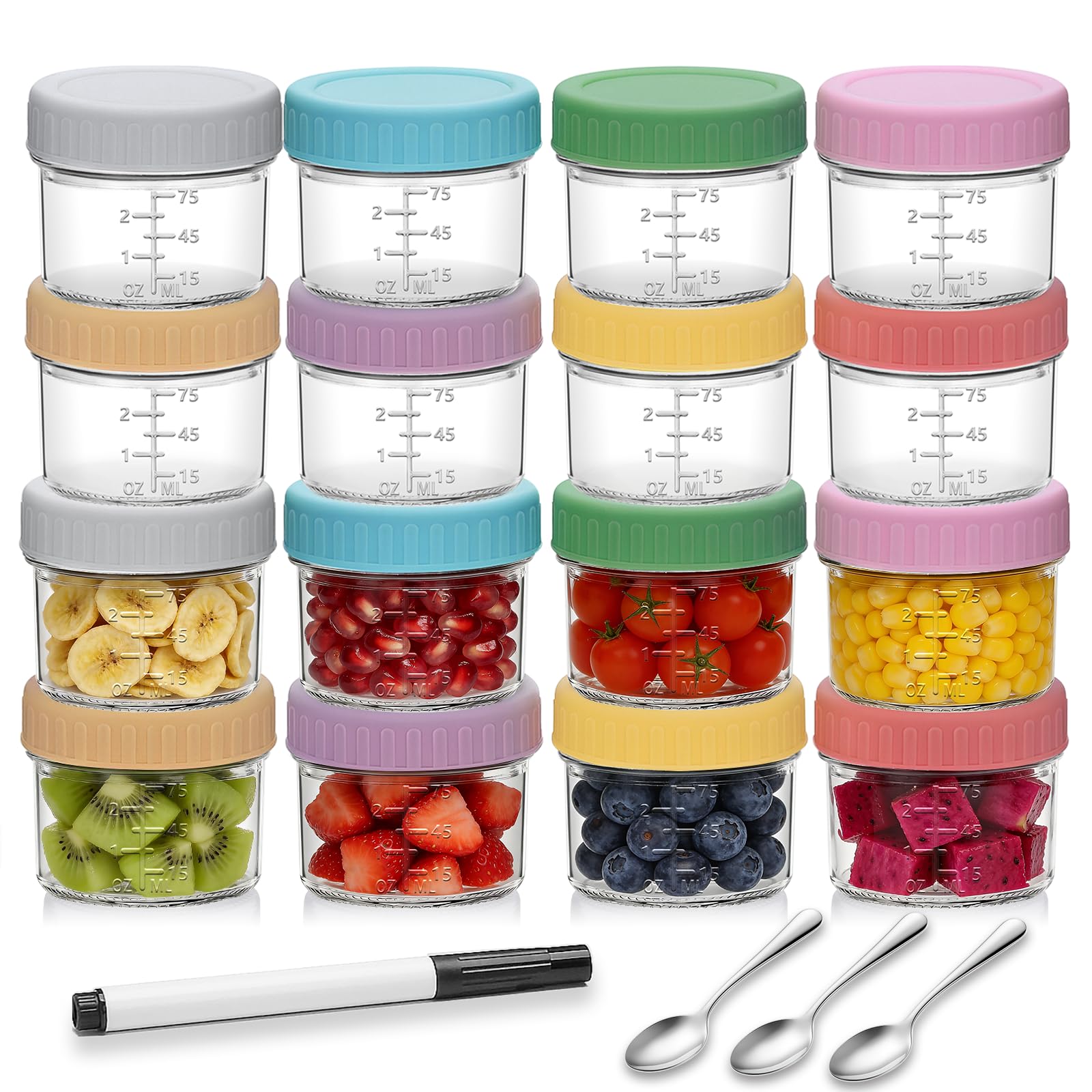 Accguan 16 Pack Glass Baby Food Storage Containers - food storage | Mubboo