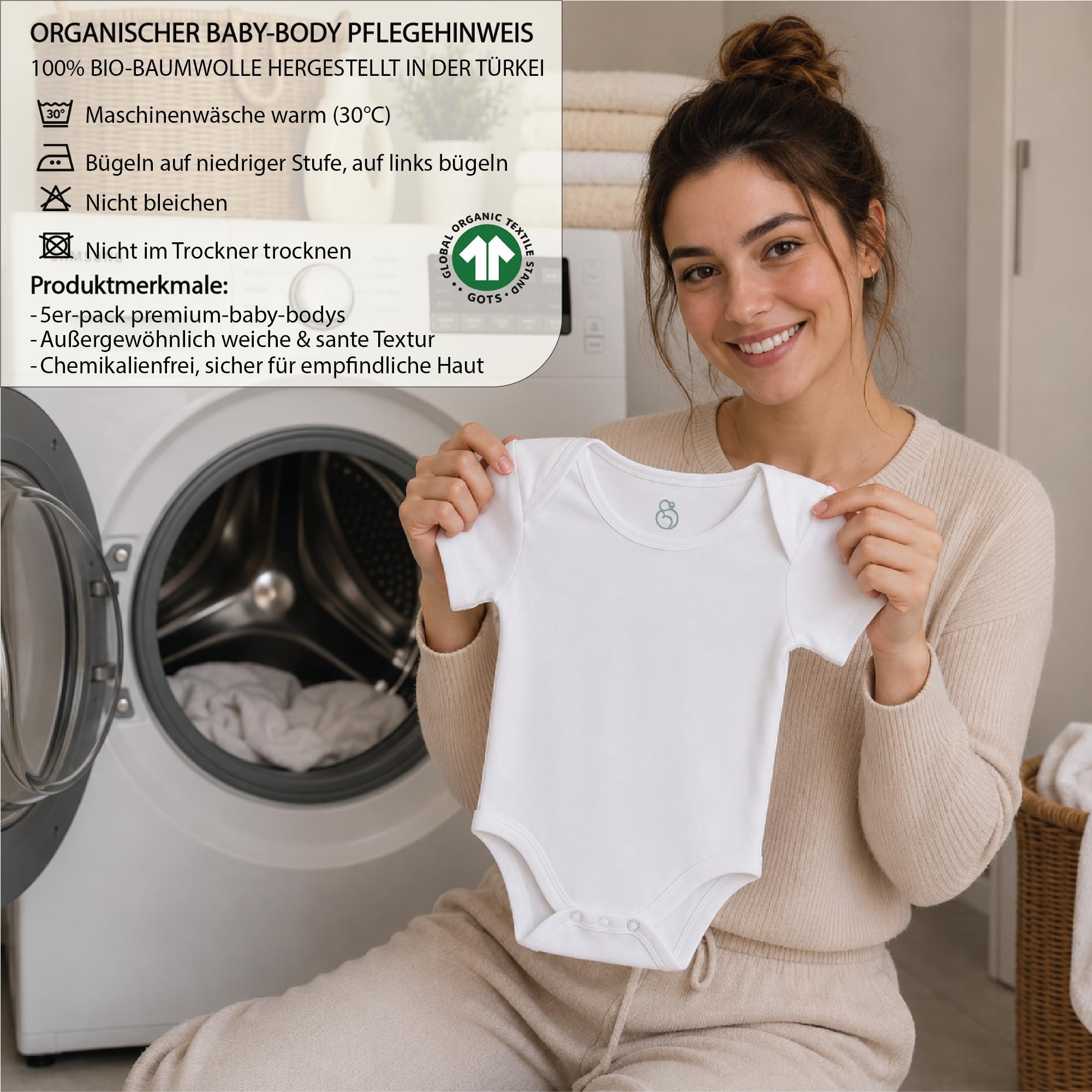 bistyle Body para bebé unisex de manga corta de algodón orgánico para niños y niñas, paquete de 5