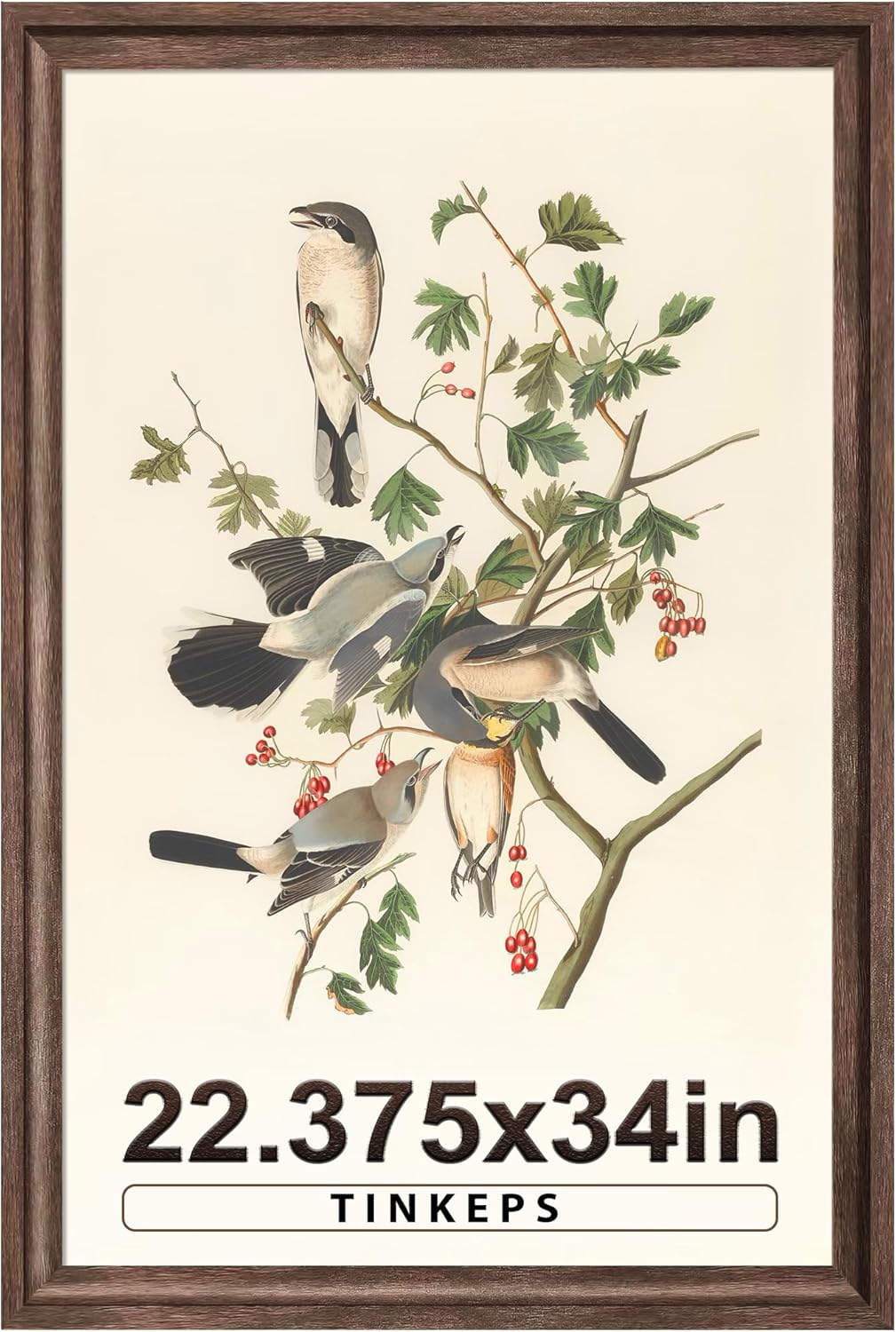 22.375 x 34 Poster Frame Walnut Brown with Black Back Board, Curved Extra Wide Edges, Wooden Vintage Style Picture Frame 22.375 x 34 inch for Wall Decor. Walnut Brown 22.375x34