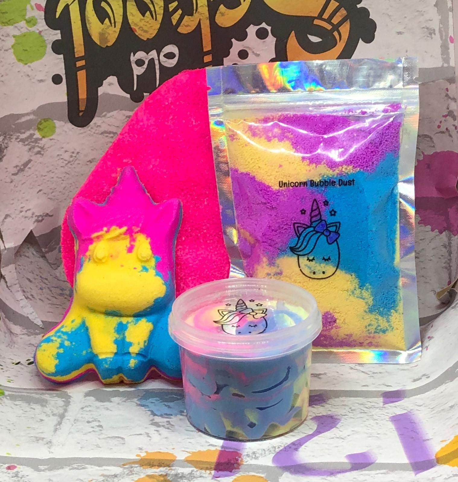Unicorn Bath Gift Set Box Bath Bomb Bubble Dust Whipped Pop Tart Soap Filled Sponge