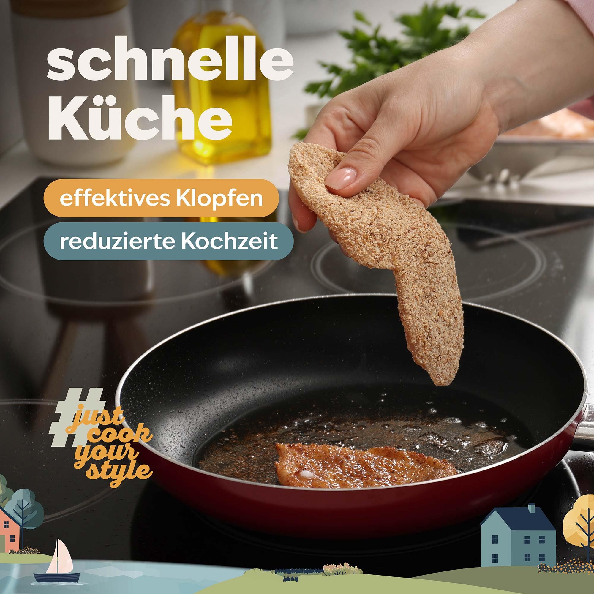 kjøk Premium Tłuczek do mięsa ze stopu cynku, matowy chrom - Młotek do mięsa lub mieszarki do sznyc, można myć w zmywarce - Pokonaj mięso kuchenne w pudełku prezentowym | Tłuczek do mięsa ze stopu cynku w jakości premium kjøk – solidny, trwały i łatwy w c
