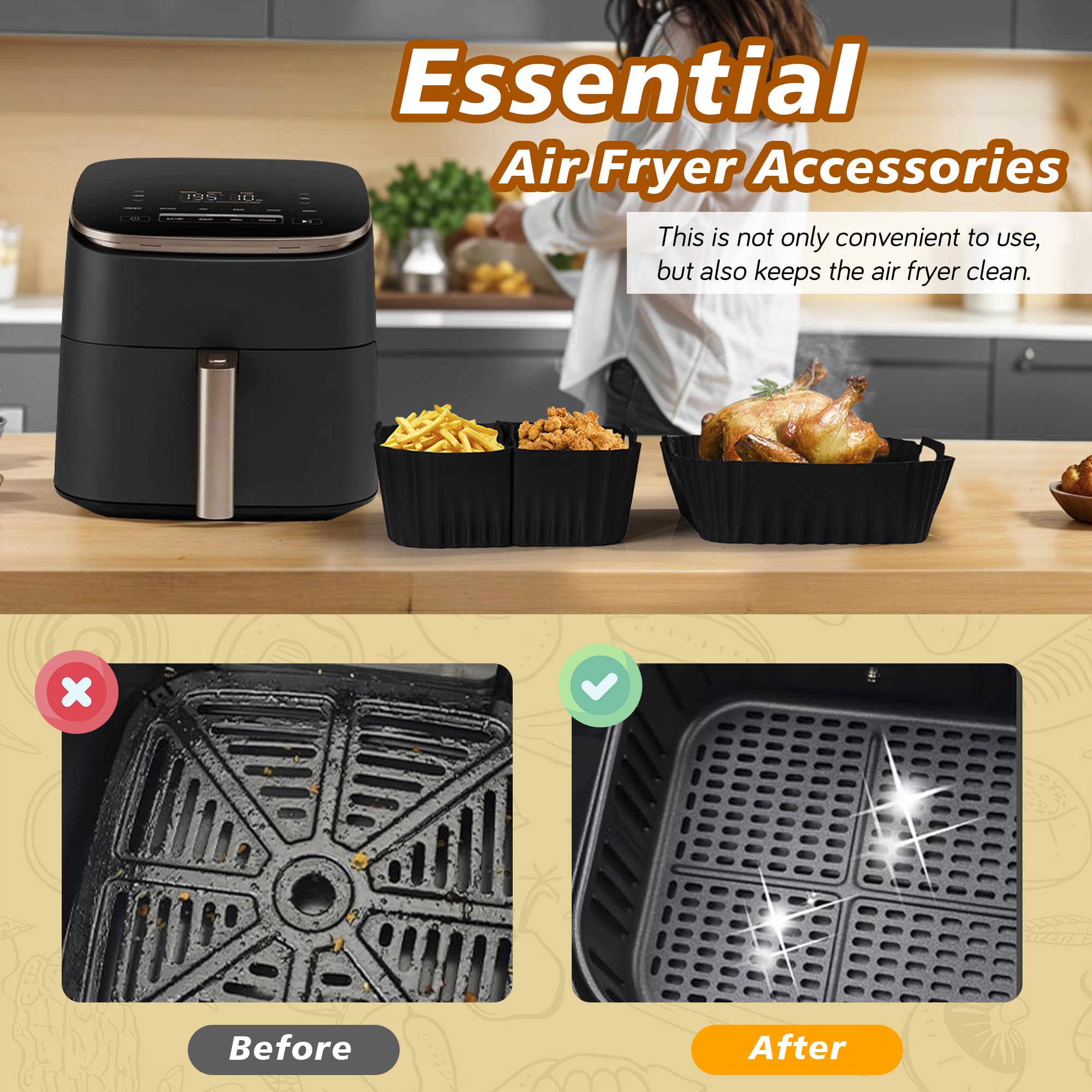 Moule En Silicone De 20 Cm Pour Friteuse À Air Chaud, Panier Airfryer