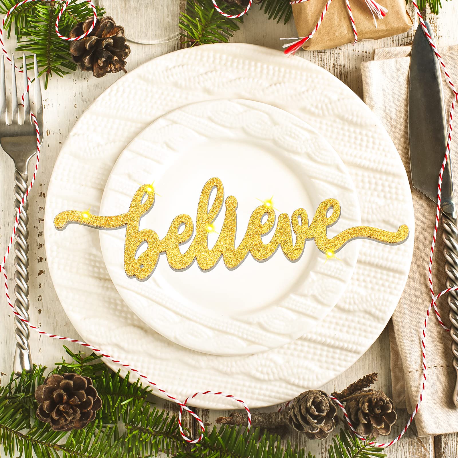 Amazon.com: Queekay 8 Pieces Christmas Wood Plate Letter Sign